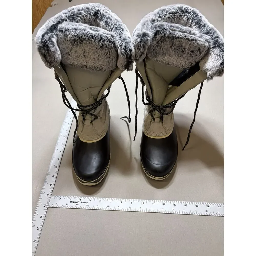 Khombu Emily Winter Snow Boots Womens Size 8 Gray Faux Fur Waterproof Duck Boots